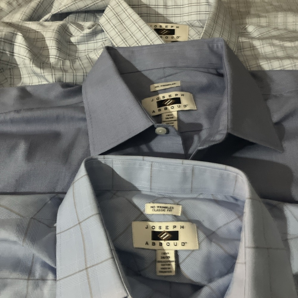 Joseph Abboud Dress Shirts (Lot of 3) Mens 16.5 34/35 Plaid Egyptian Cotton - Picture 3 of 8